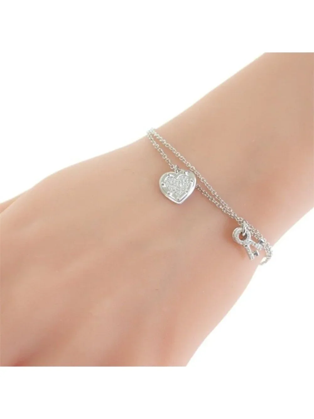 Tiffany & Co Love Heart Tag Key Return to Tiffany Bracelet 18k White Gold